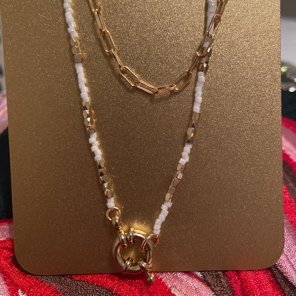 NWT Coronet Double Strand white gold necklace